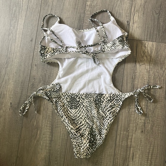 Lulus Olive Green Snake Print One-Piece - Picture 10 of 12